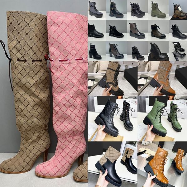 Ankle Boots Leather Woman Martin Hot Over Knee Boot Designer Classic 26S Low Heels Boots Vintage Print High Quality Letter Fashion Platform Boot Outsoles 013 317