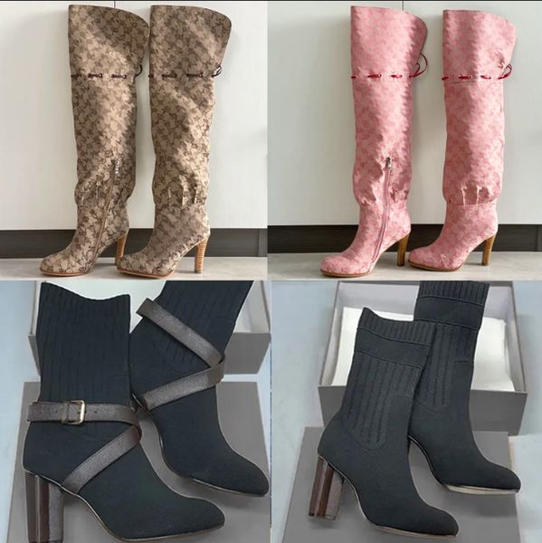 over the knee boots designer boots silhouette ankle boot heels shoes winter woman Fabric socks boots wedding party shoe big size eu43 684 50