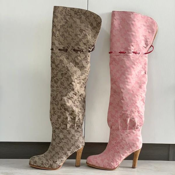 women over the knee boots winter canvas cowboy boots high heel boots fashion dress shoes womens designer shoes boots party wear 684 50