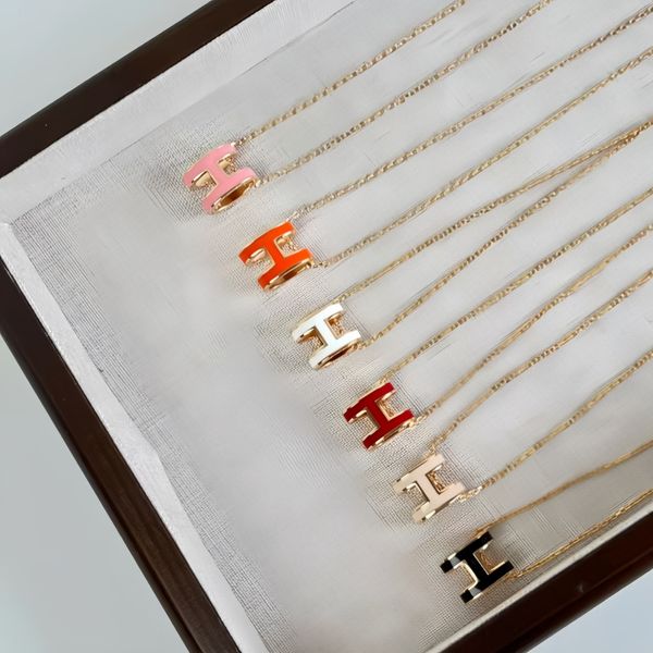 luxury jewelry designer necklace designer for women pendant necklaces enamel letter classic unisex stainless steel colorfast Christmas Valentine's Day necklace