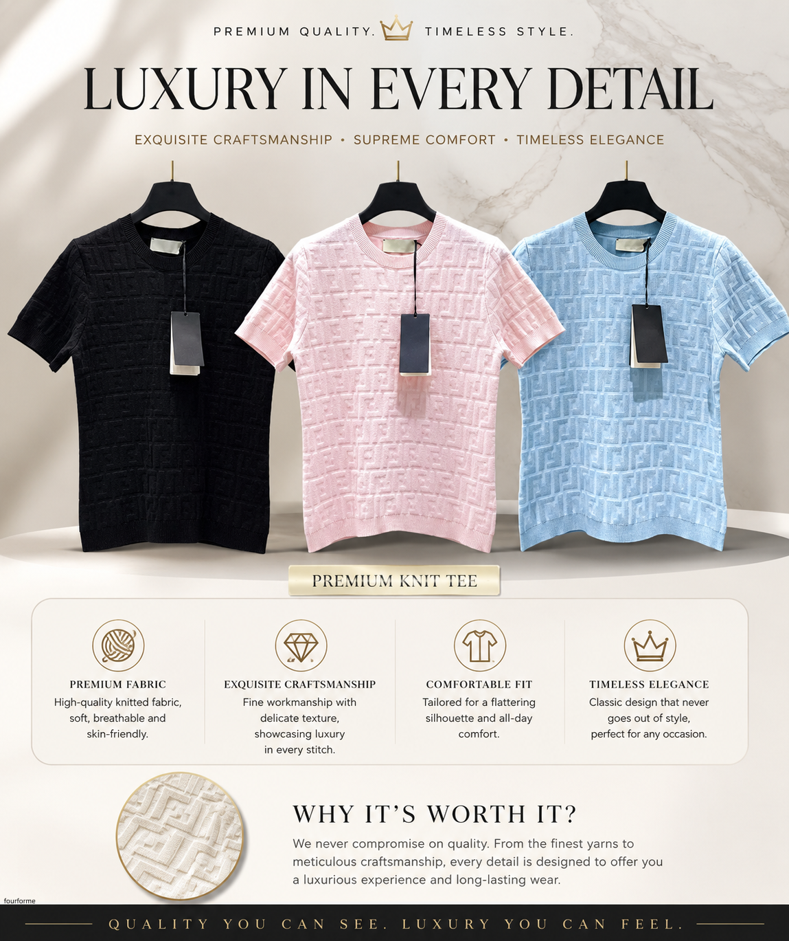 Womens Designer T Shirt Luxury Jacquard Knit Short Sleeve Textured Geometric Pattern Slim Fit Summer Tops